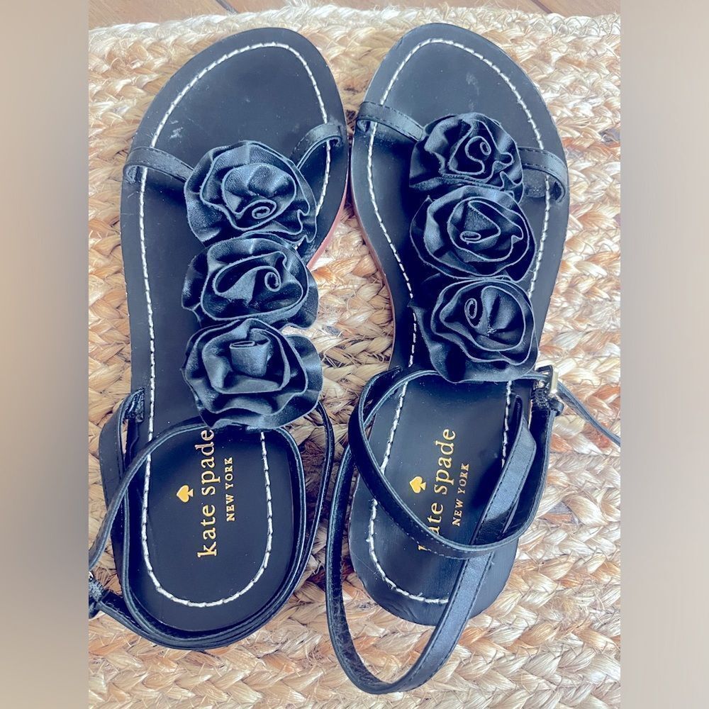 Kate Spade Caryl Rosette Black Sandals; 
size 8; Like New!  Only worn once!